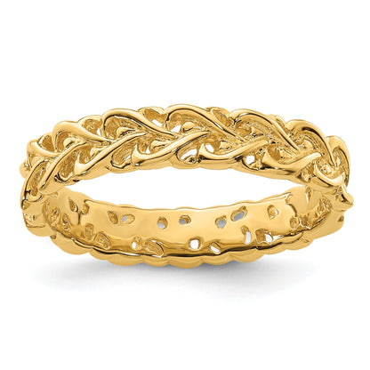 Sterlingsilber Stapelbar Expressions Vergoldet Carved Ring