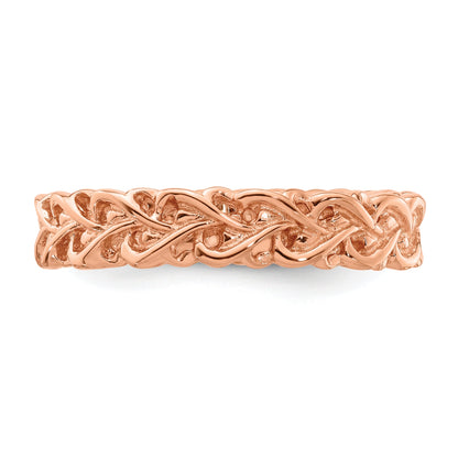 Sterlingsilber Stapelbar Expressions Rosa Beschichtet Carved Ring