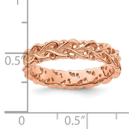 Sterlingsilber Stapelbar Expressions Rosa Beschichtet Carved Ring