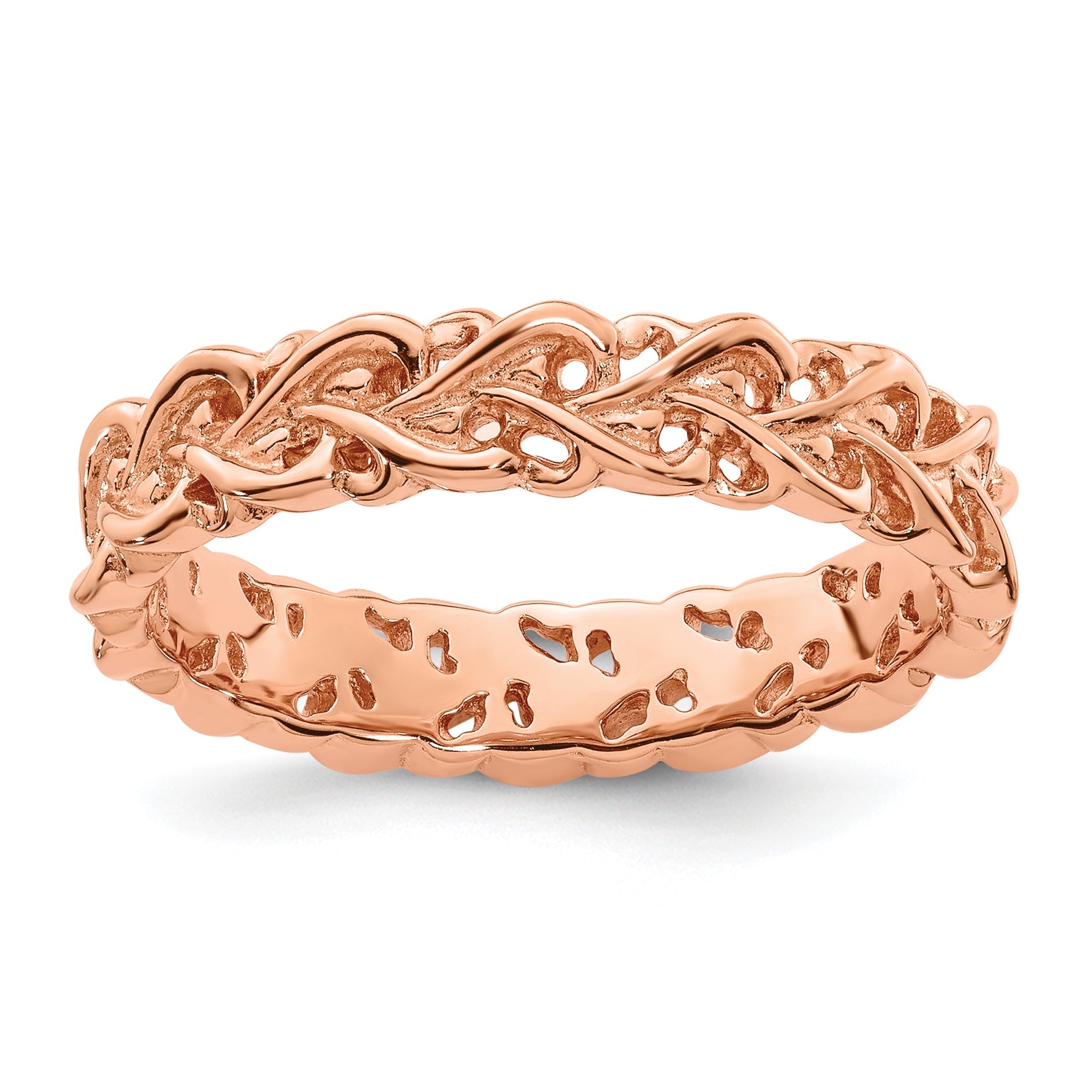 Sterlingsilber Stapelbar Expressions Rosa Beschichtet Carved Ring