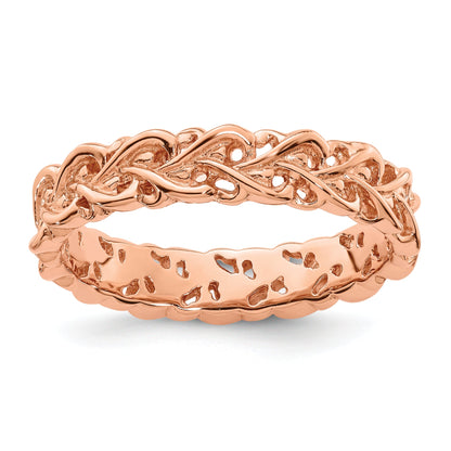 Sterlingsilber Stapelbar Expressions Rosa Beschichtet Carved Ring
