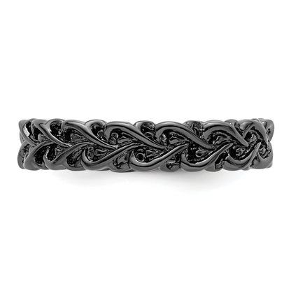 Sterlingsilber Stapelbar Expressions Schwarz Beschichtet Carved