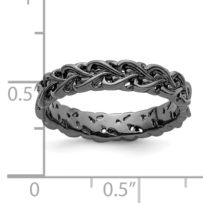 Sterlingsilber Stapelbar Expressions Schwarz Beschichtet Carved