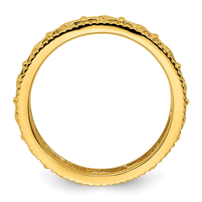 Sterlingsilber Stapelbar Expressions Vergoldet Carved Ring