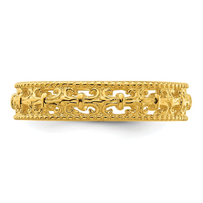 Sterlingsilber Stapelbar Expressions Vergoldet Carved Ring