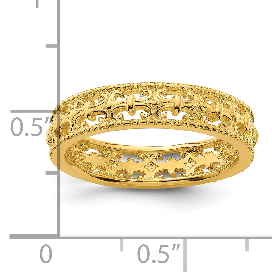 Sterlingsilber Stapelbar Expressions Vergoldet Carved Ring