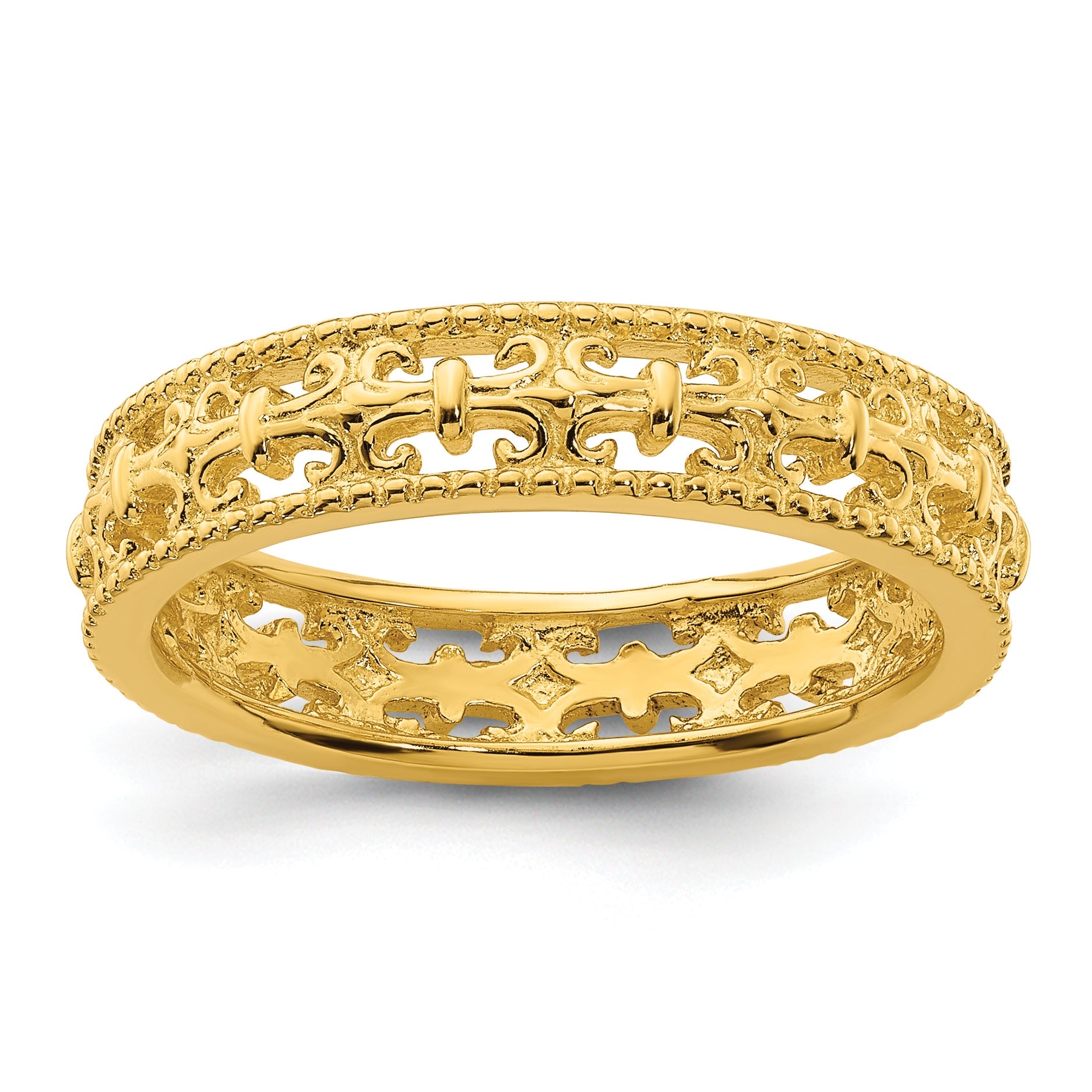Sterlingsilber Stapelbar Expressions Vergoldet Carved Ring