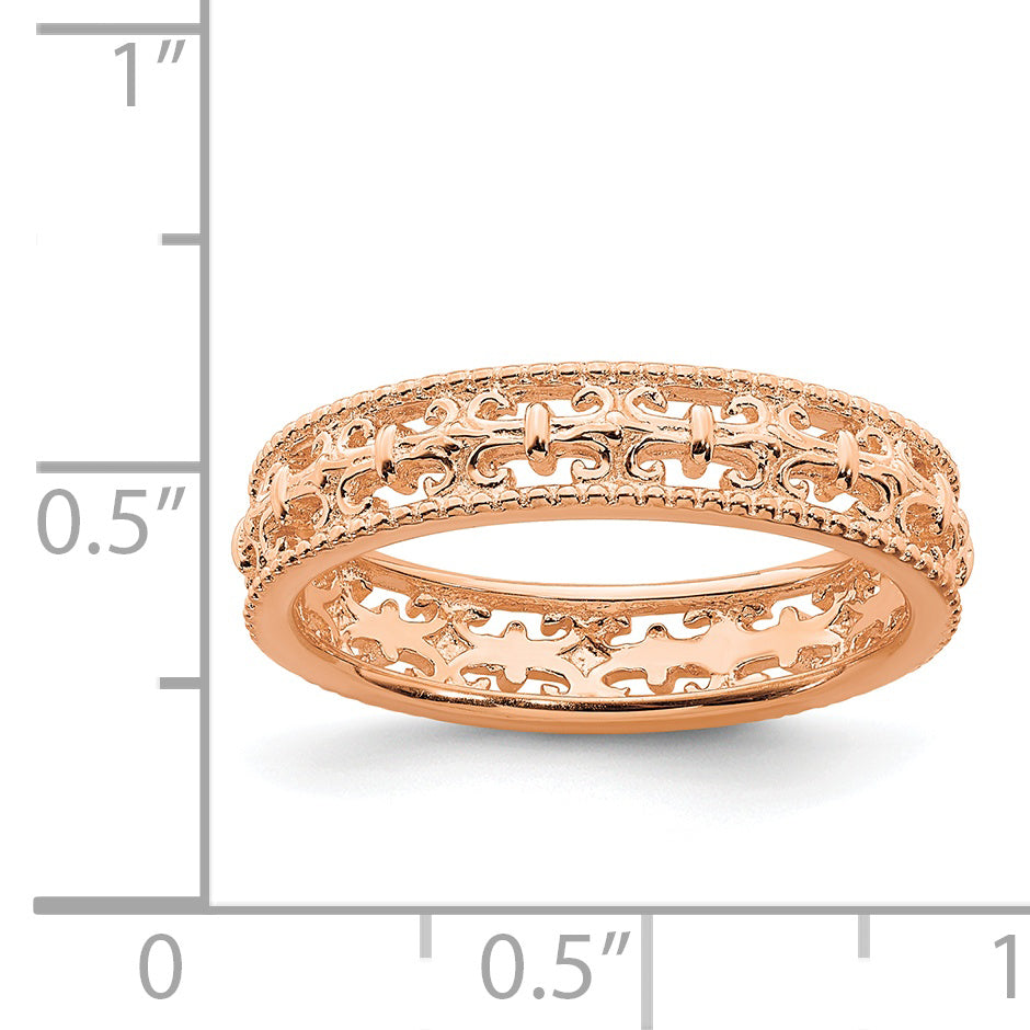 Sterlingsilber Stapelbar Expressions Rosa Beschichtet Carved Ring