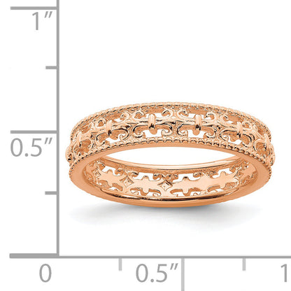 Sterlingsilber Stapelbar Expressions Rosa Beschichtet Carved Ring