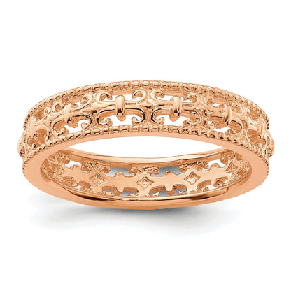 Sterlingsilber Stapelbar Expressions Rosa Beschichtet Carved Ring