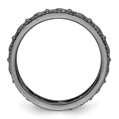 Sterlingsilber Stapelbar Expressions Schwarz Beschichtet Carved Ring
