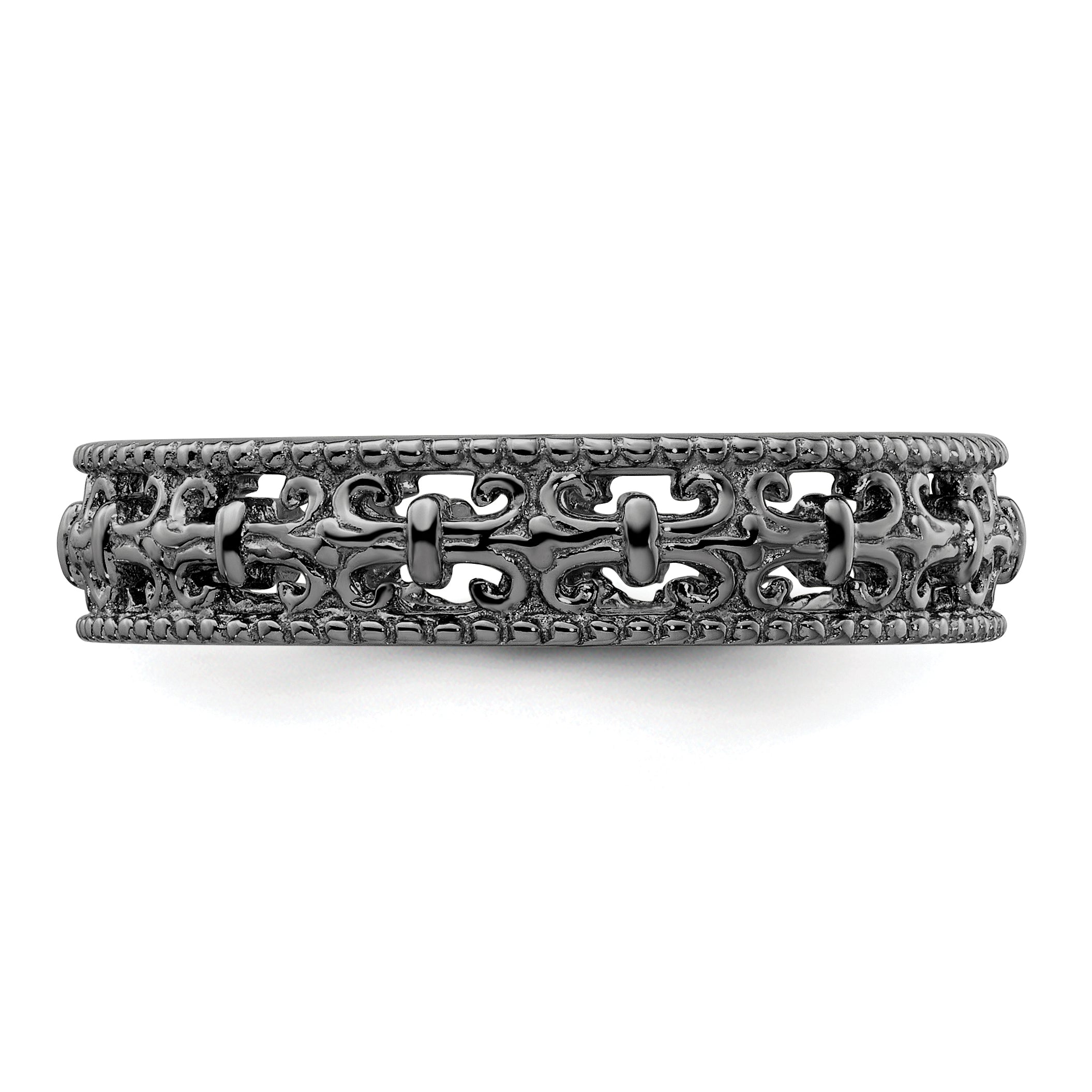 Sterlingsilber Stapelbar Expressions Schwarz Beschichtet Carved Ring