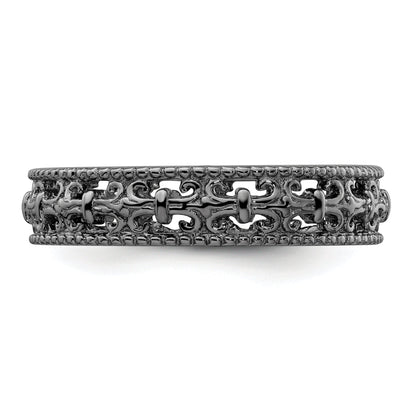 Sterlingsilber Stapelbar Expressions Schwarz Beschichtet Carved Ring