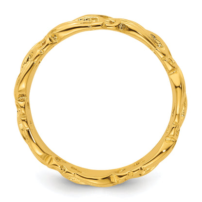 Sterlingsilber Stapelbar Expressions Vergoldet Carved Ring