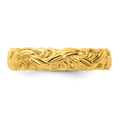 Sterlingsilber Stapelbar Expressions Vergoldet Carved Ring