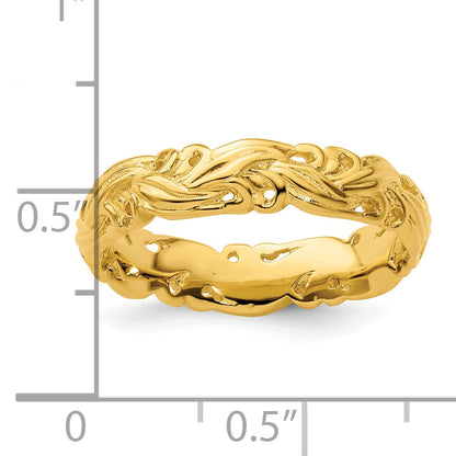 Sterlingsilber Stapelbar Expressions Vergoldet Carved Ring