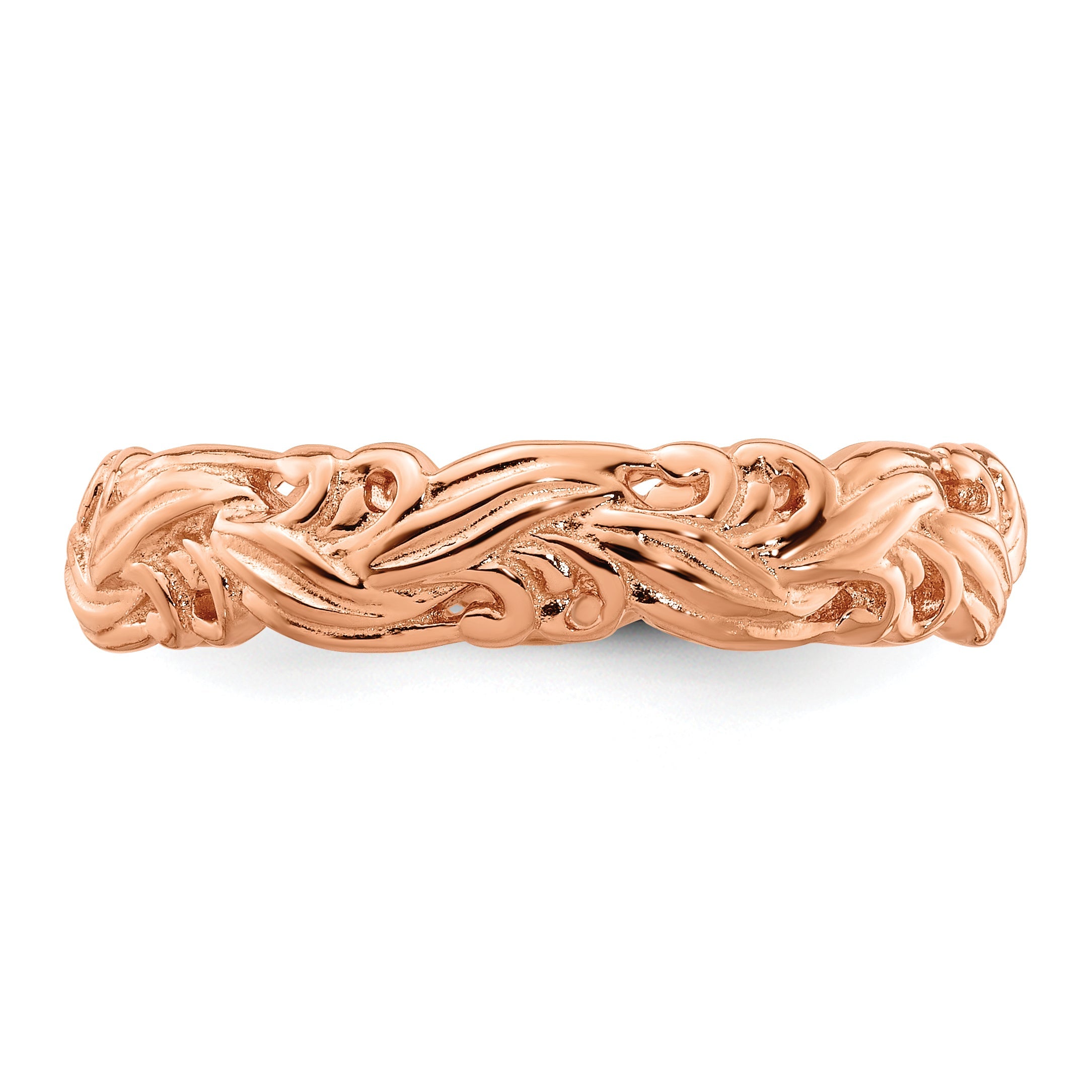 Sterlingsilber Stapelbar Expressions Rosa Beschichtet Carved Ring