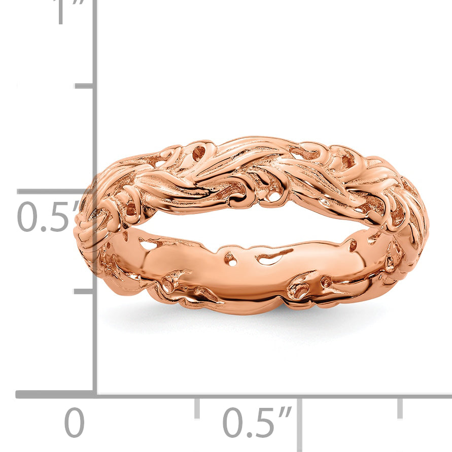 Sterlingsilber Stapelbar Expressions Rosa Beschichtet Carved Ring