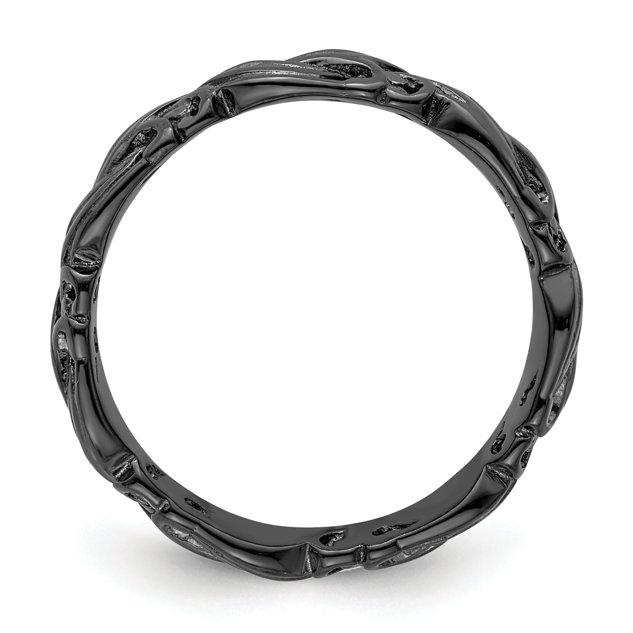 Sterlingsilber Stapelbar Expressions Schwarz Beschichtet Carved Ring