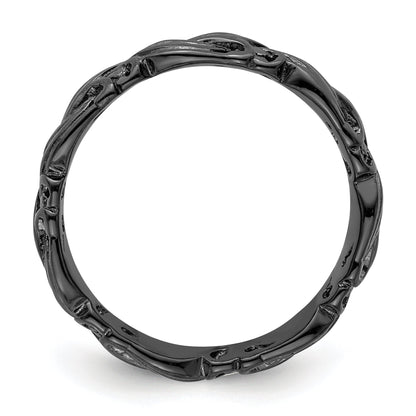 Sterlingsilber Stapelbar Expressions Schwarz Beschichtet Carved Ring