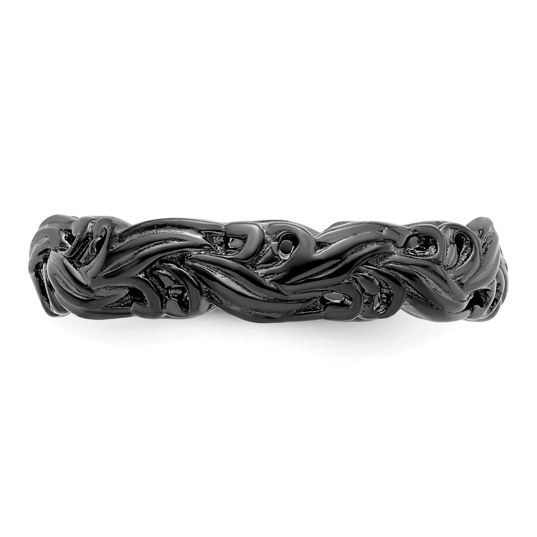 Sterlingsilber Stapelbar Expressions Schwarz Beschichtet Carved Ring