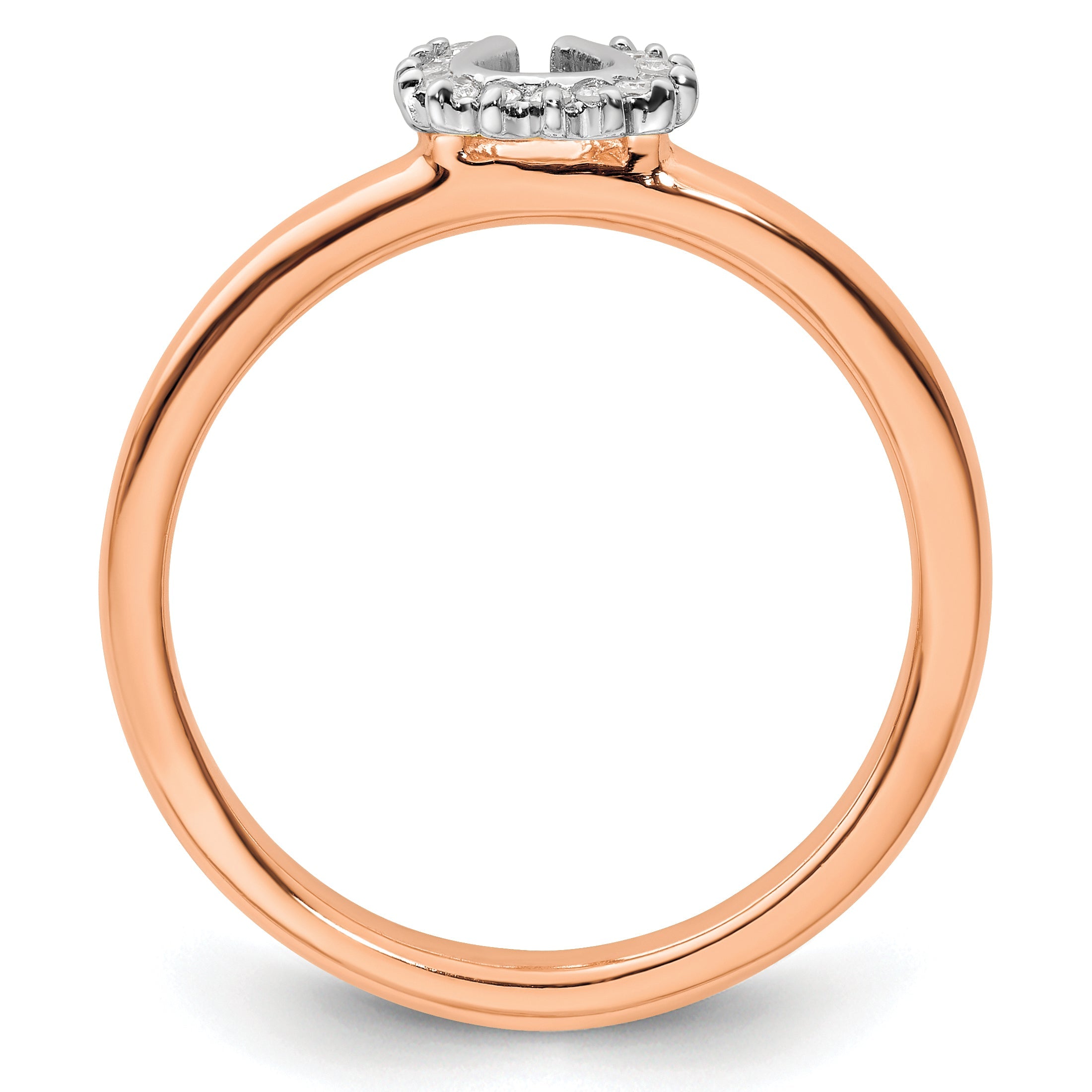 Sterlingsilber Stapelbar Expressions Rosa Beschichtet Diamant. Hufeisen Ring