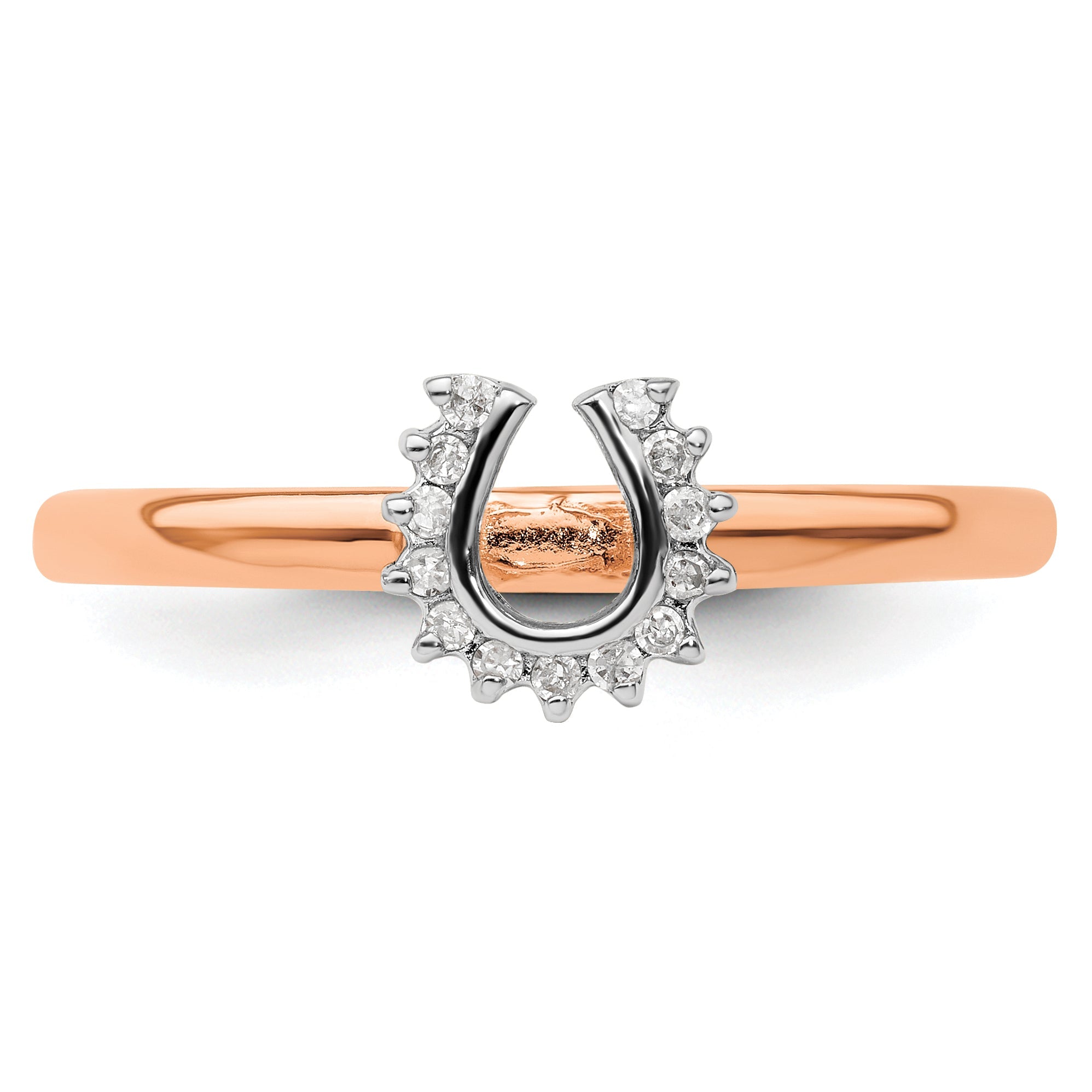 Sterlingsilber Stapelbar Expressions Rosa Beschichtet Diamant. Hufeisen Ring