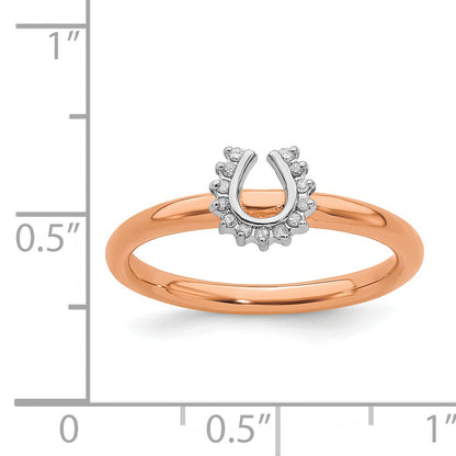 Sterlingsilber Stapelbar Expressions Rosa Beschichtet Diamant. Hufeisen Ring