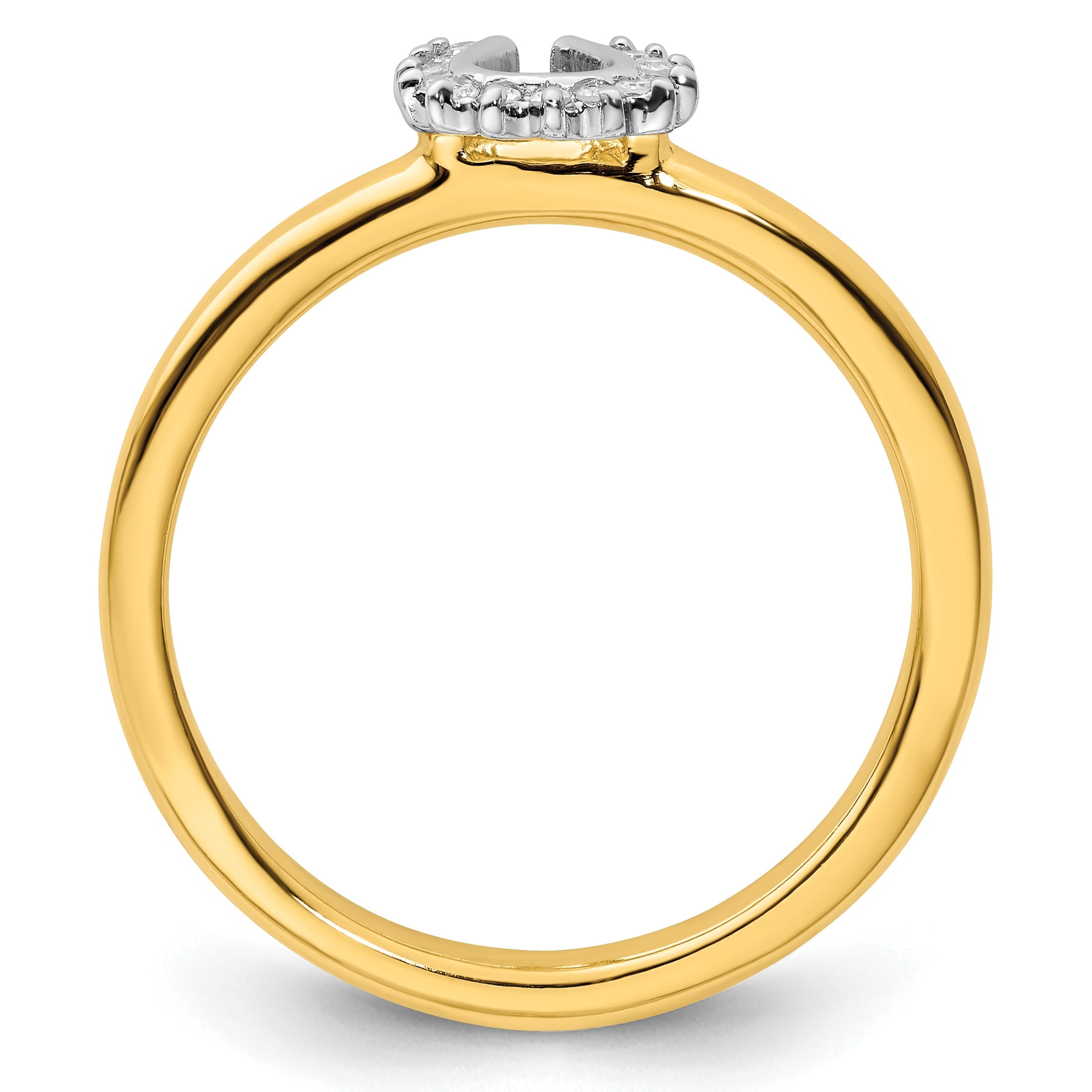 Sterlingsilber Stapelbar Expressions Gelb Beschichtet Diamant. Hufeisen Ring