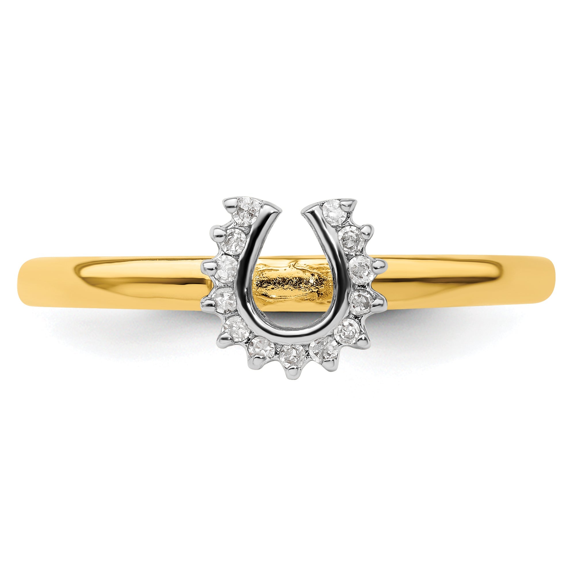 Sterlingsilber Stapelbar Expressions Gelb Beschichtet Diamant. Hufeisen Ring