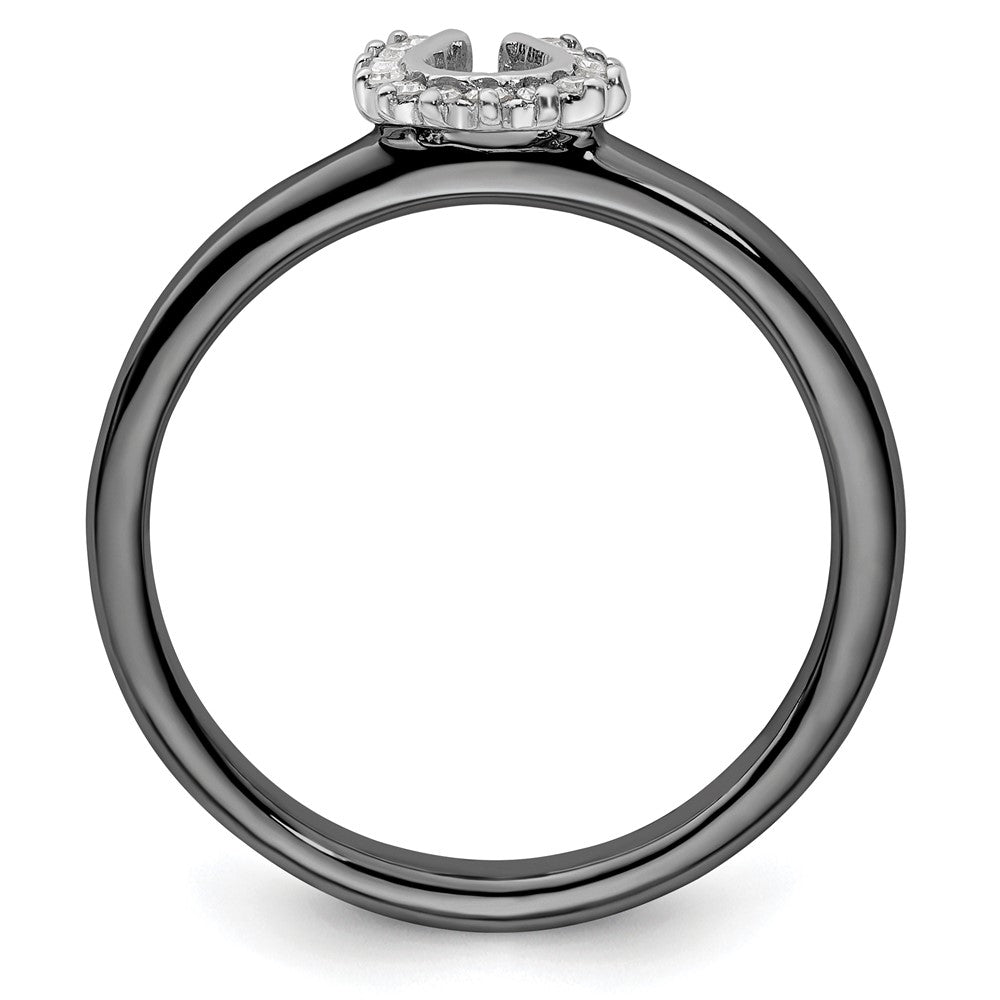 Sterlingsilber Stapelbar Expressions Schwarz Beschichtet Diamant. Hufeisen Ring