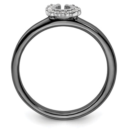 Sterlingsilber Stapelbar Expressions Schwarz Beschichtet Diamant. Hufeisen Ring