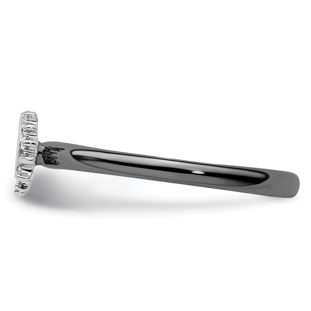 Sterlingsilber Stapelbar Expressions Schwarz Beschichtet Diamant. Hufeisen Ring