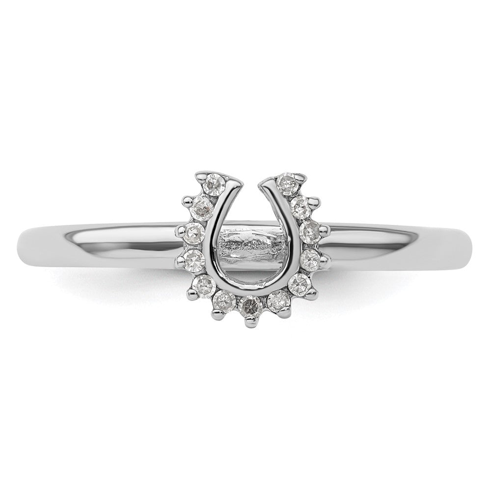Sterlingsilber Stapelbar Expressions Rhodium Diamant. Hufeisen Ring