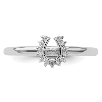 Sterlingsilber Stapelbar Expressions Rhodium Diamant. Hufeisen Ring