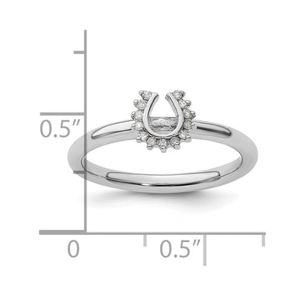 Sterlingsilber Stapelbar Expressions Rhodium Diamant. Hufeisen Ring