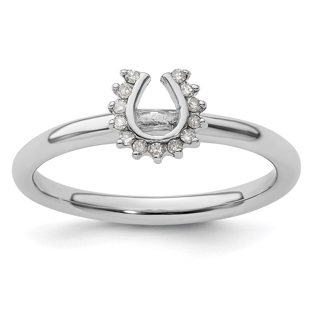 Sterlingsilber Stapelbar Expressions Rhodium Diamant. Hufeisen Ring