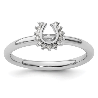 Sterlingsilber Stapelbar Expressions Rhodium Diamant. Hufeisen Ring