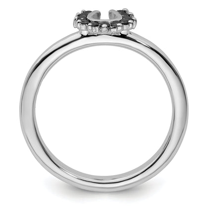 Sterlingsilber Stapelbar Expressions Rhodium Schwarz Diamant. Hufeisen Ring