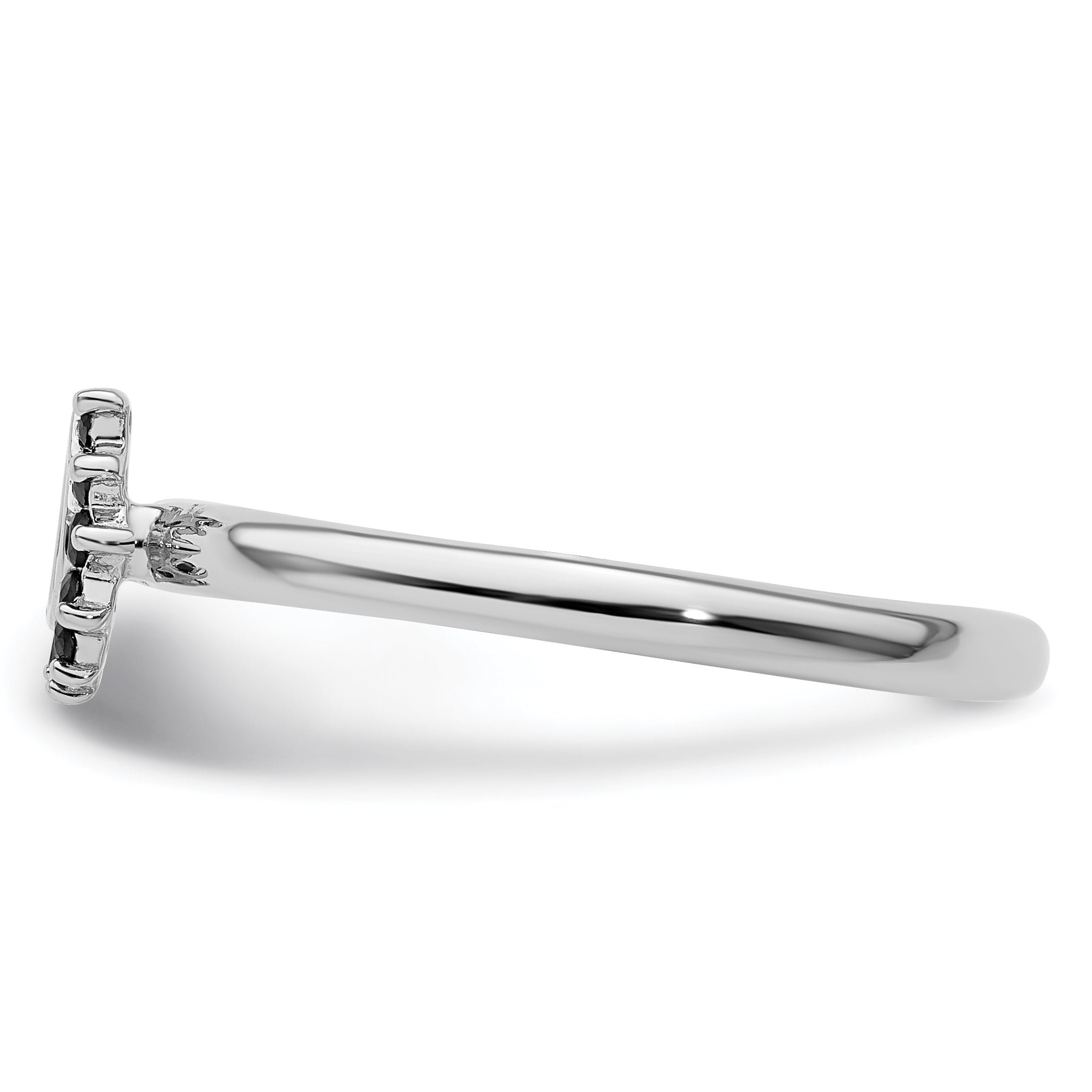 Sterlingsilber Stapelbar Expressions Rhodium Schwarz Diamant. Hufeisen Ring