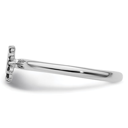 Sterlingsilber Stapelbar Expressions Rhodium Schwarz Diamant. Hufeisen Ring