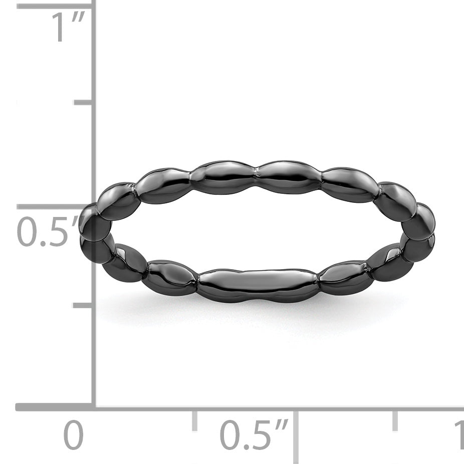 Sterlingsilber Stapelbar Expressions Schwarz Beschichtet Rice Ring
