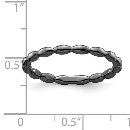 Sterlingsilber Stapelbar Expressions Schwarz Beschichtet Rice Ring