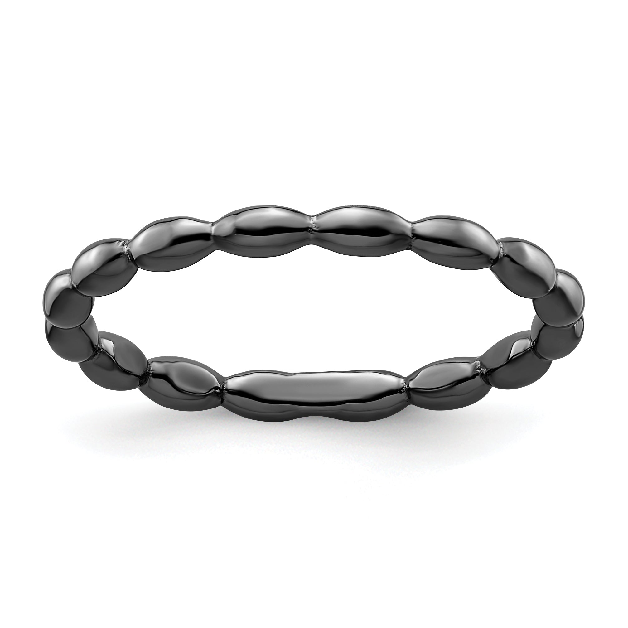 Sterlingsilber Stapelbar Expressions Schwarz Beschichtet Rice Ring