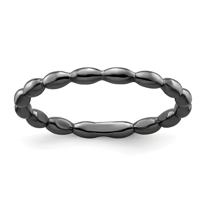 Sterlingsilber Stapelbar Expressions Schwarz Beschichtet Rice Ring