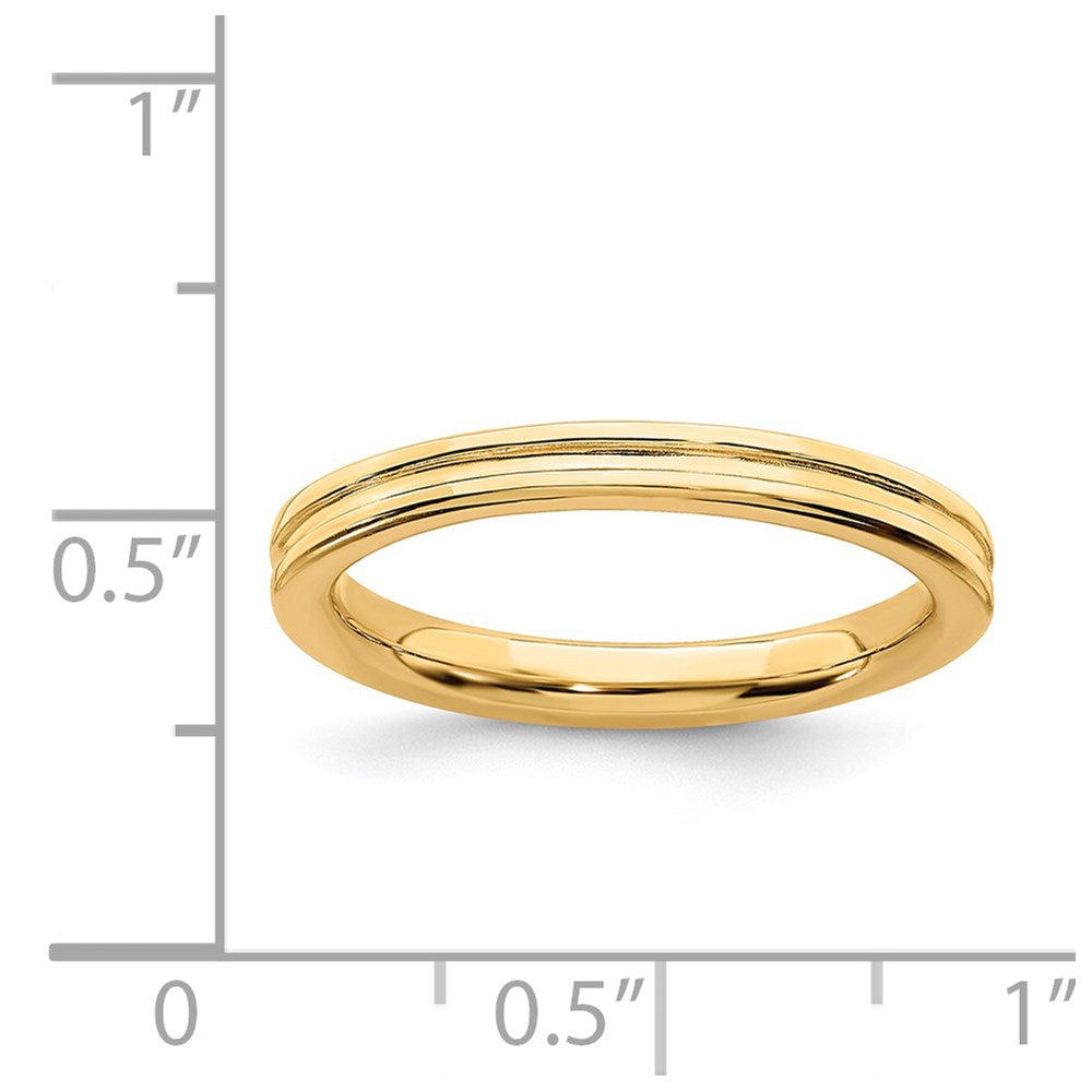 Sterlingsilber Stapelbar Expressions Vergoldet Gerillt Ring