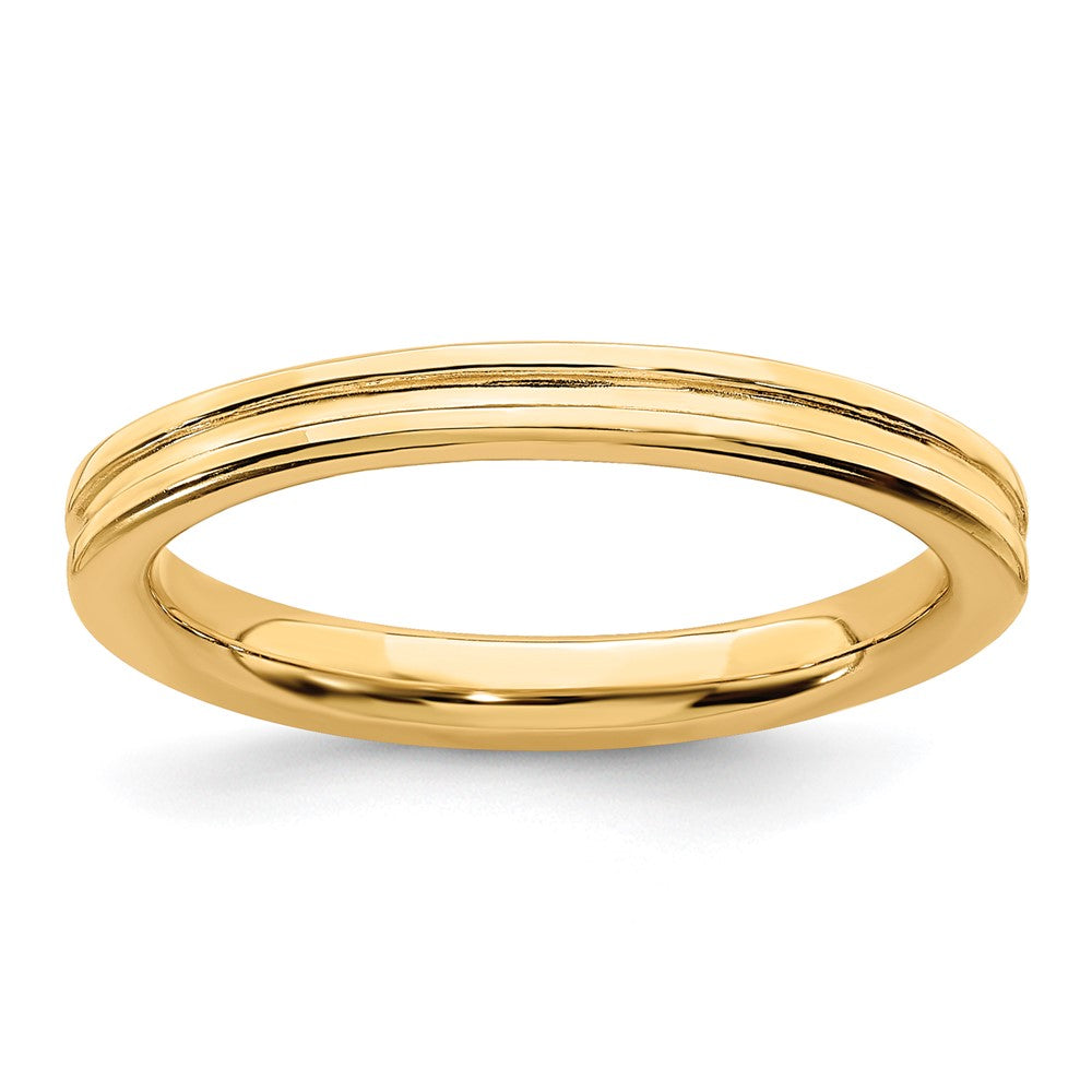 Sterlingsilber Stapelbar Expressions Vergoldet Gerillt Ring