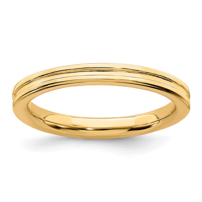 Sterlingsilber Stapelbar Expressions Vergoldet Gerillt Ring
