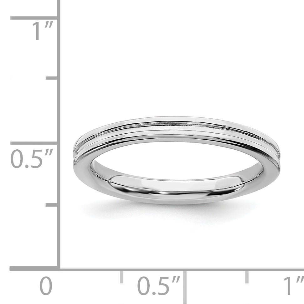 Sterlingsilber Stapelbar Expressions Rhodium Gerillt Ring