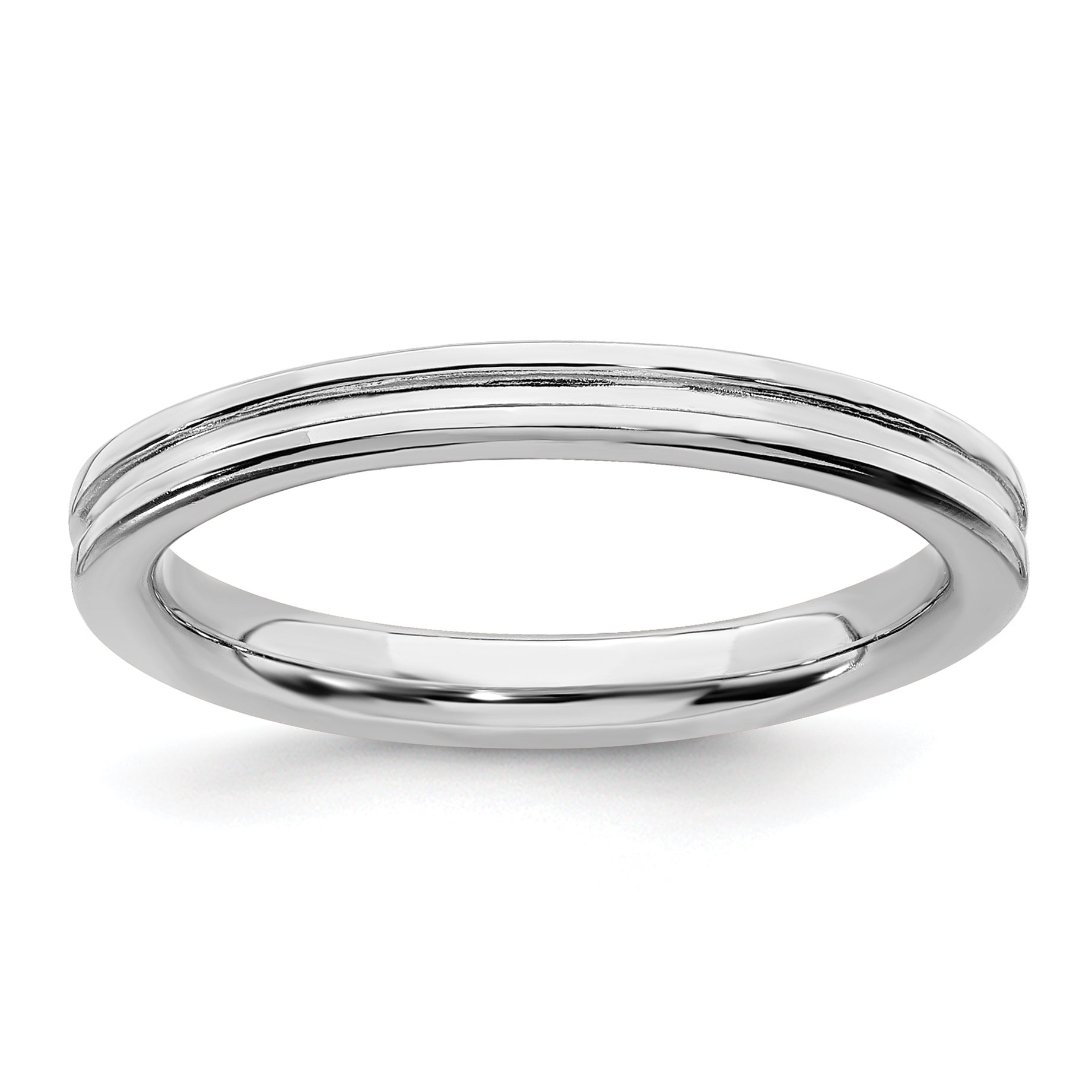 Sterlingsilber Stapelbar Expressions Rhodium Gerillt Ring